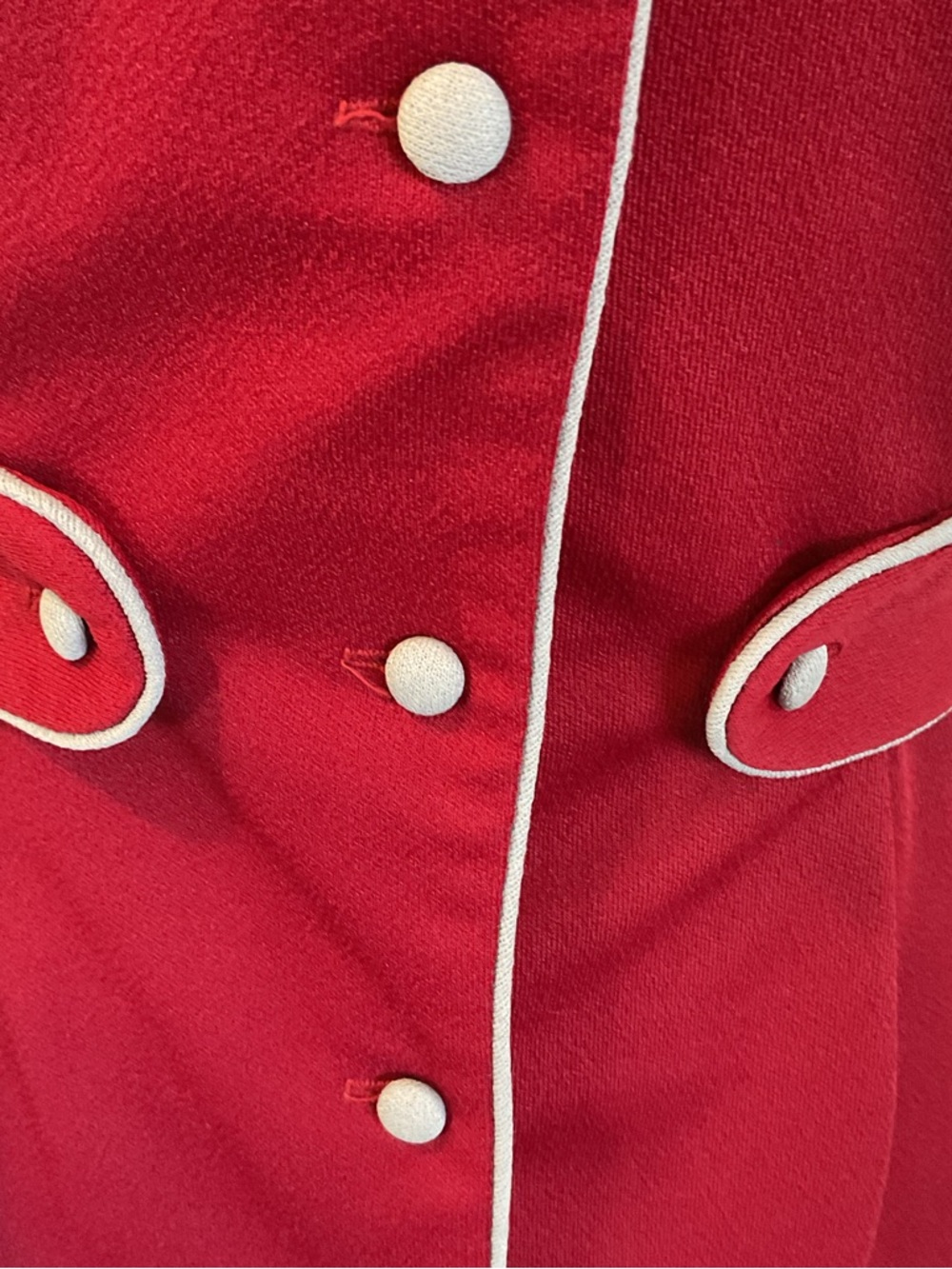Glenbrooke Red Tailored Vest Medium Sleeveless Button Down Contrast Piping - Picture 3 of 6